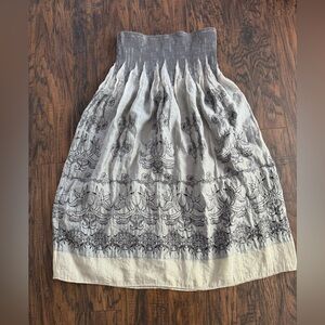 Lapis Gray and Black Printed Tiered Midi Skirt